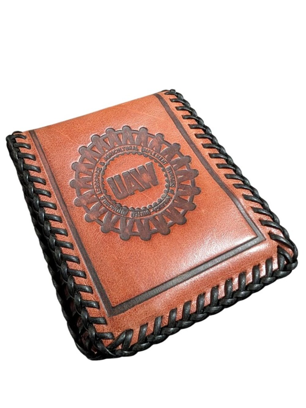 Vintage UAW Leather Bi-Fold Wallet Handcrafted